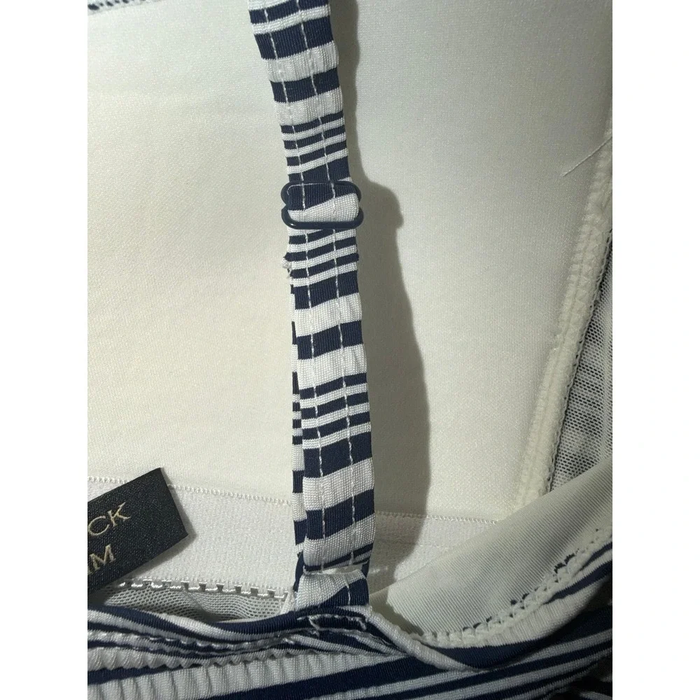 Niptuck blue and white striped one piece swimsuit ruched sides women's 4